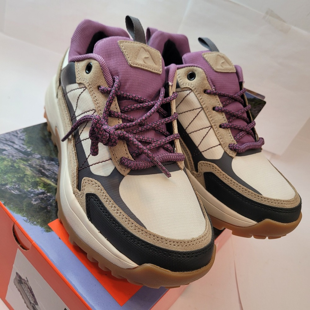 Ozark Trail Hiking Shoes Womens 7 Waterproof Low Top Beige Purple WMOT25GX001 - Picture 2 of 9